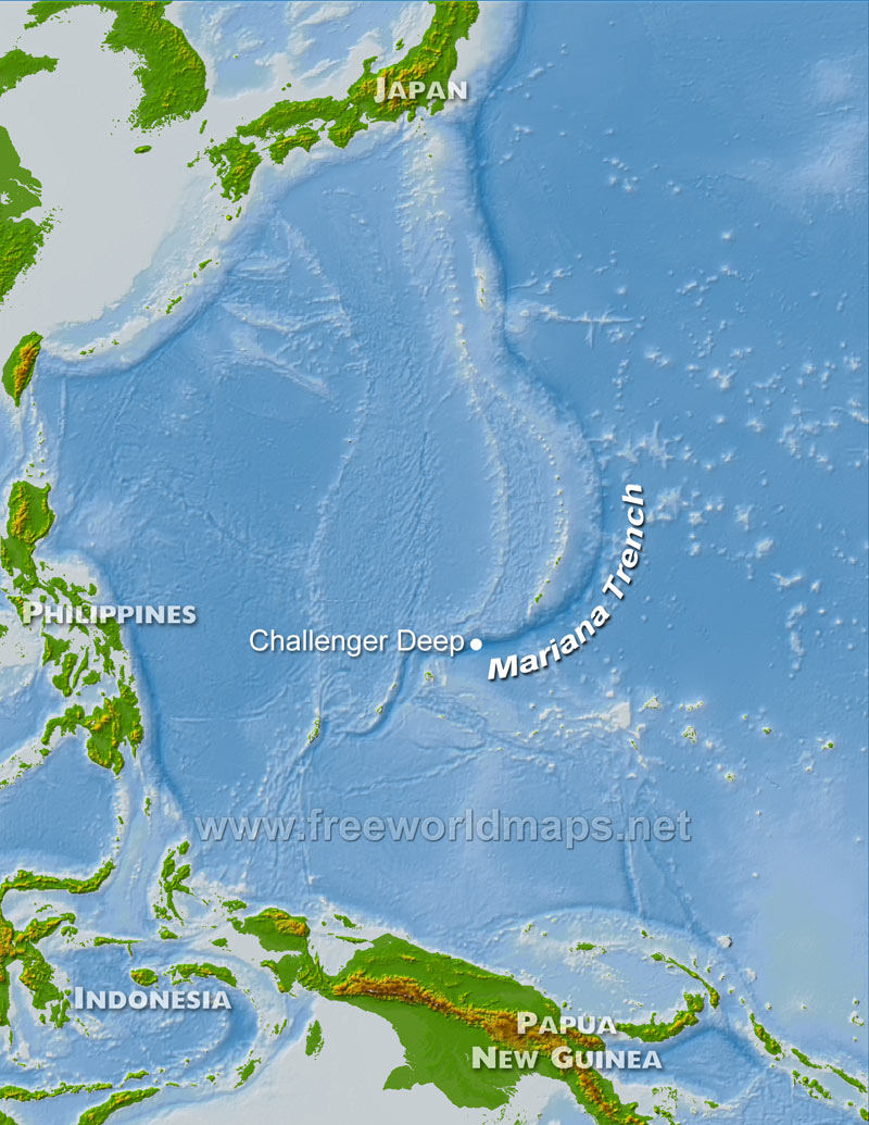 Map of the MARIANA TRENCH