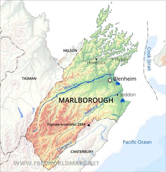 Marlborough Region map, NZ