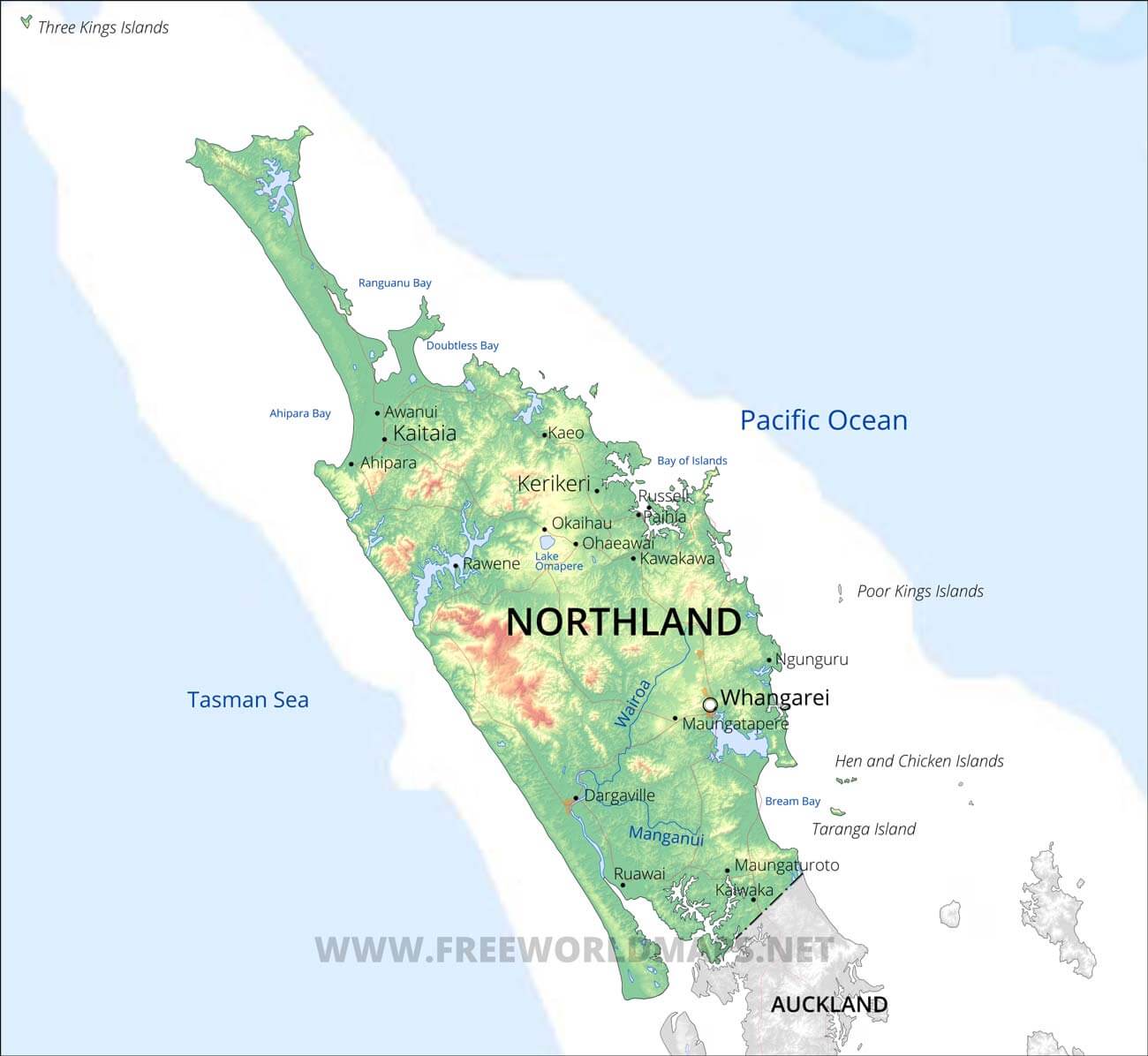 Northland Region Maps, NZ