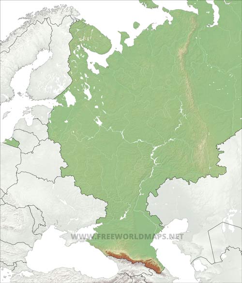 European Russia HD blank map