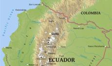Physical map of Ecuador