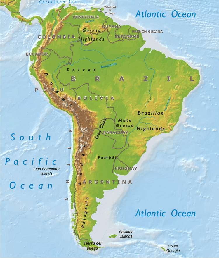 Mapa Geografico De Sur America