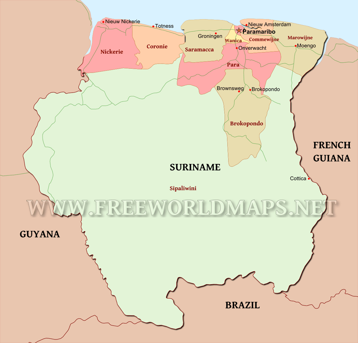 Suriname Political Map