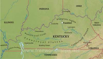 Kentucky physical map