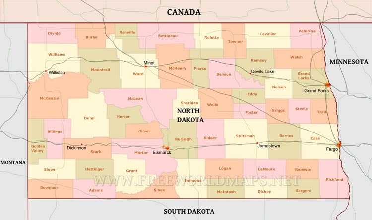 North Dakota map