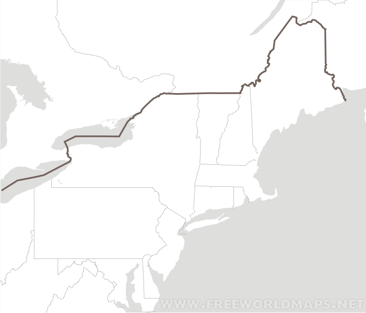 Blank map of Northeastern US, with state boundaries and the Great Lakes