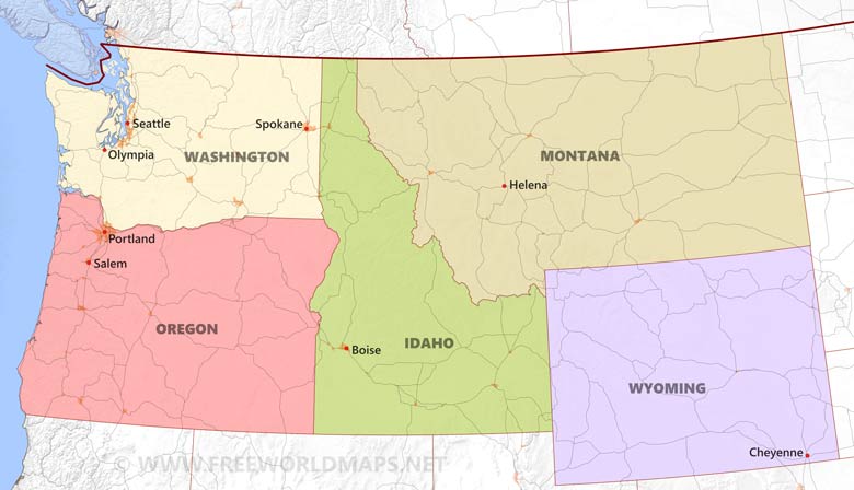 Northwestern US map