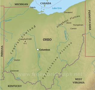 Ohio physical map