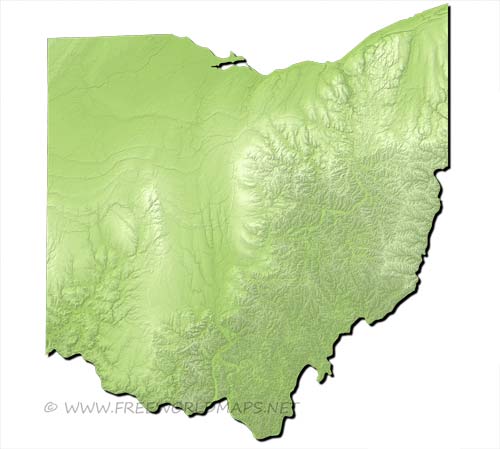 Ohio relief HD blank map