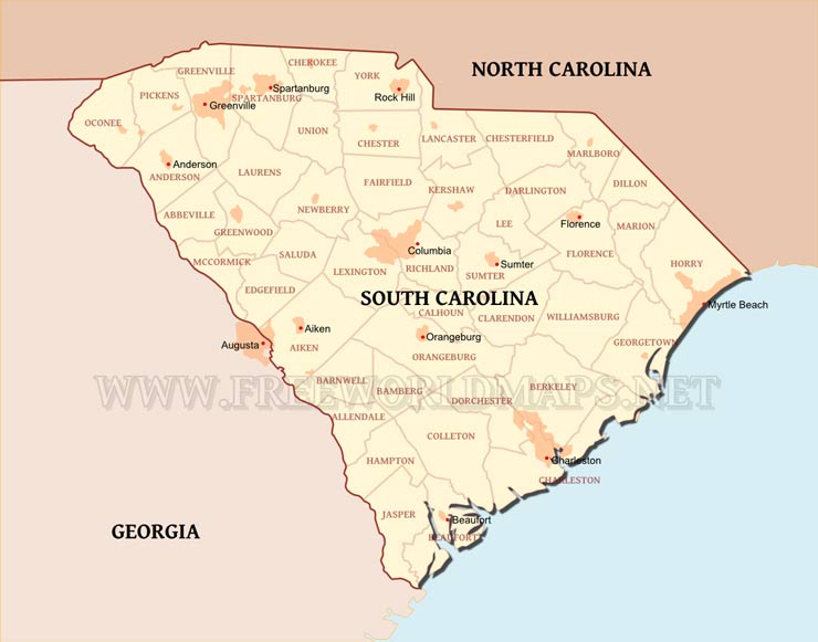 South Carolina map