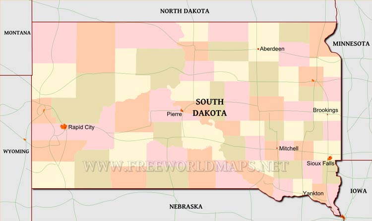 South Dakota map