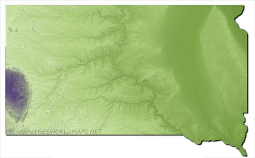 South Dakota relief HD blank map