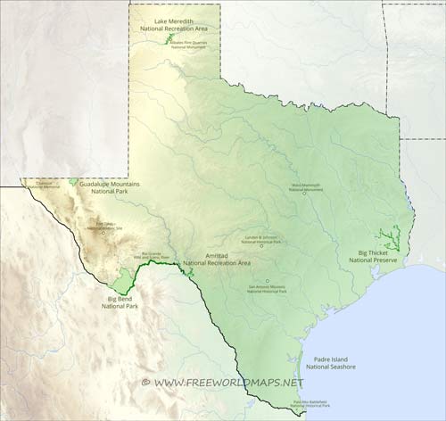 Texas National Parks, National monuments