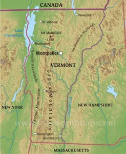 Vermont physical map