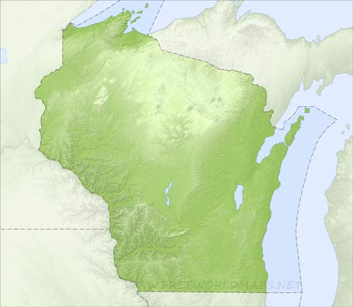 Wisconsin relief HD blank map