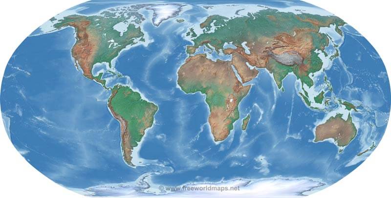 Free physical World Map Free physical World Map