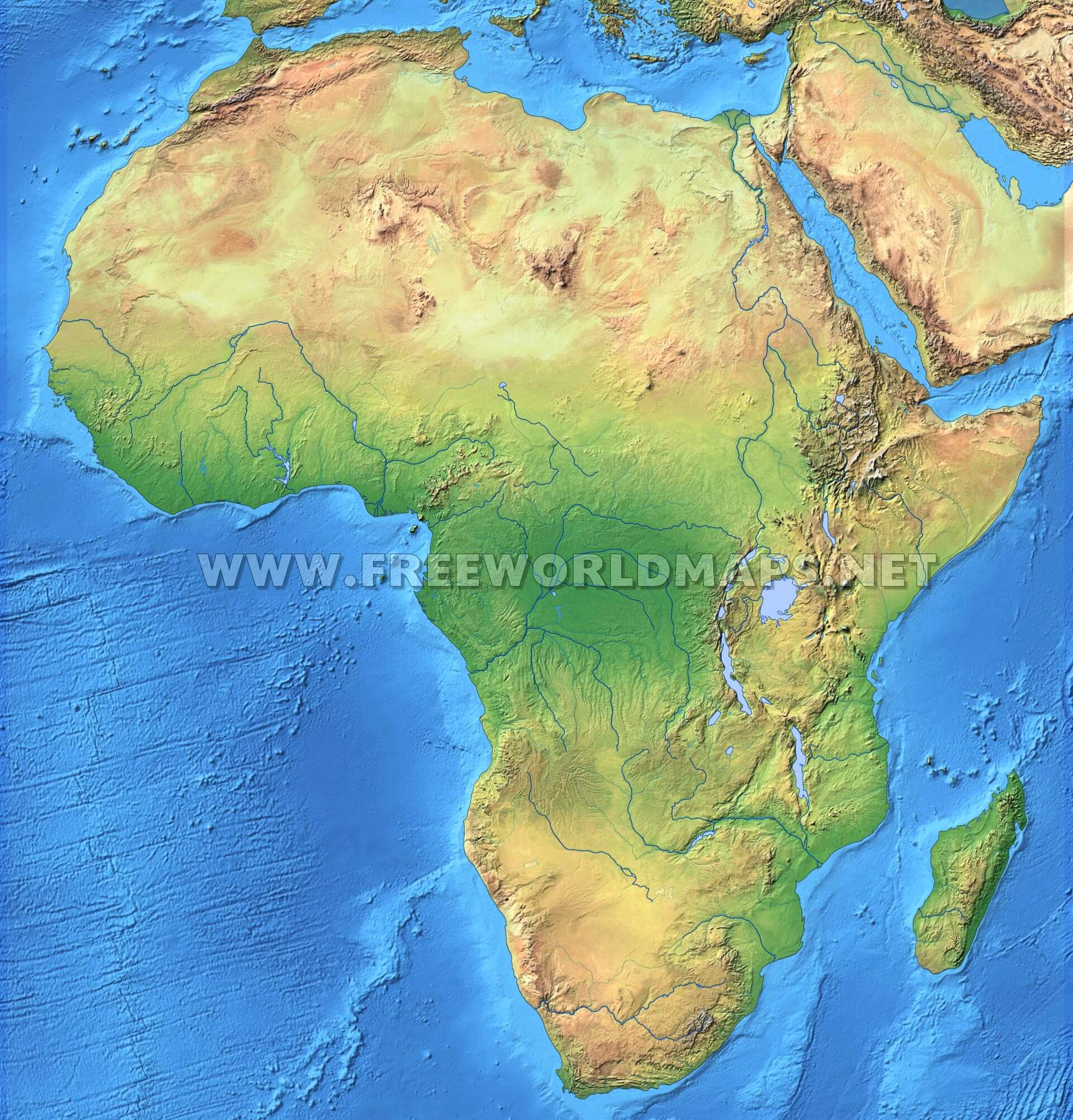 Africa Physical Map Freeworldmaps