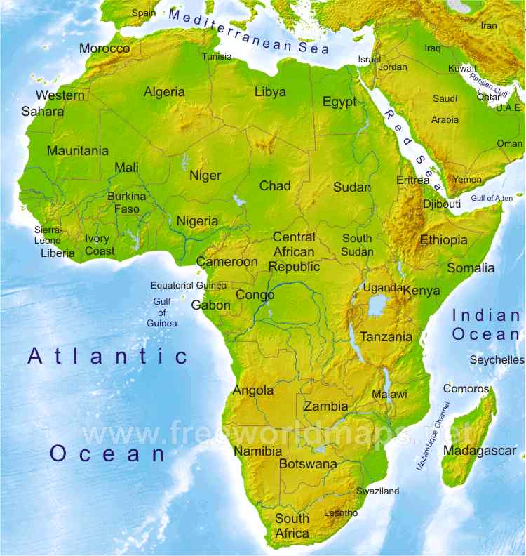 africa on world map