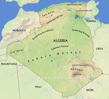 Algeria physical map