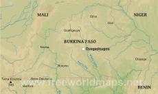 Physical map of Burkina Faso
