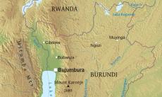 Physical map of Burundi