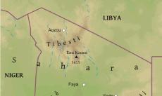 Physical map of Chad