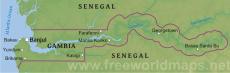 Physical map of Gambia Physical map of Gambia
