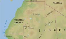 Physical map of Mauritania