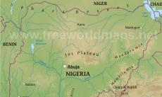 Physical map of Nigeria