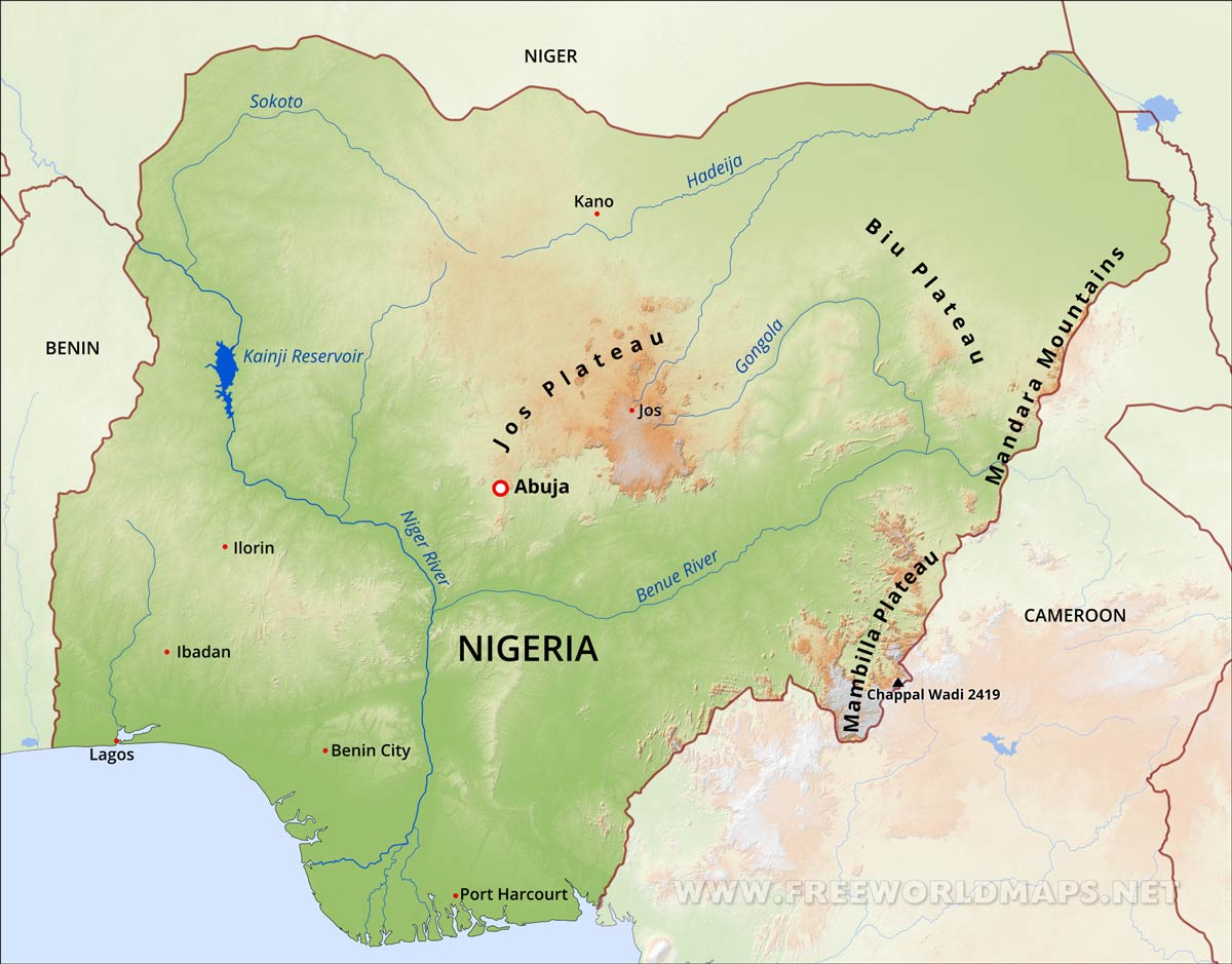 Nigeria Physical Map