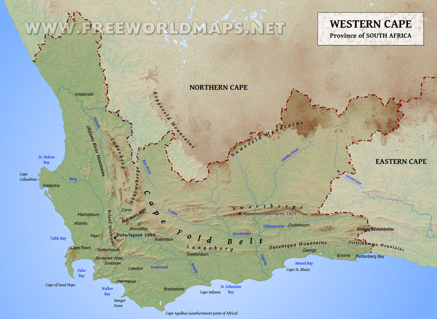Western Cape Map South Africa
