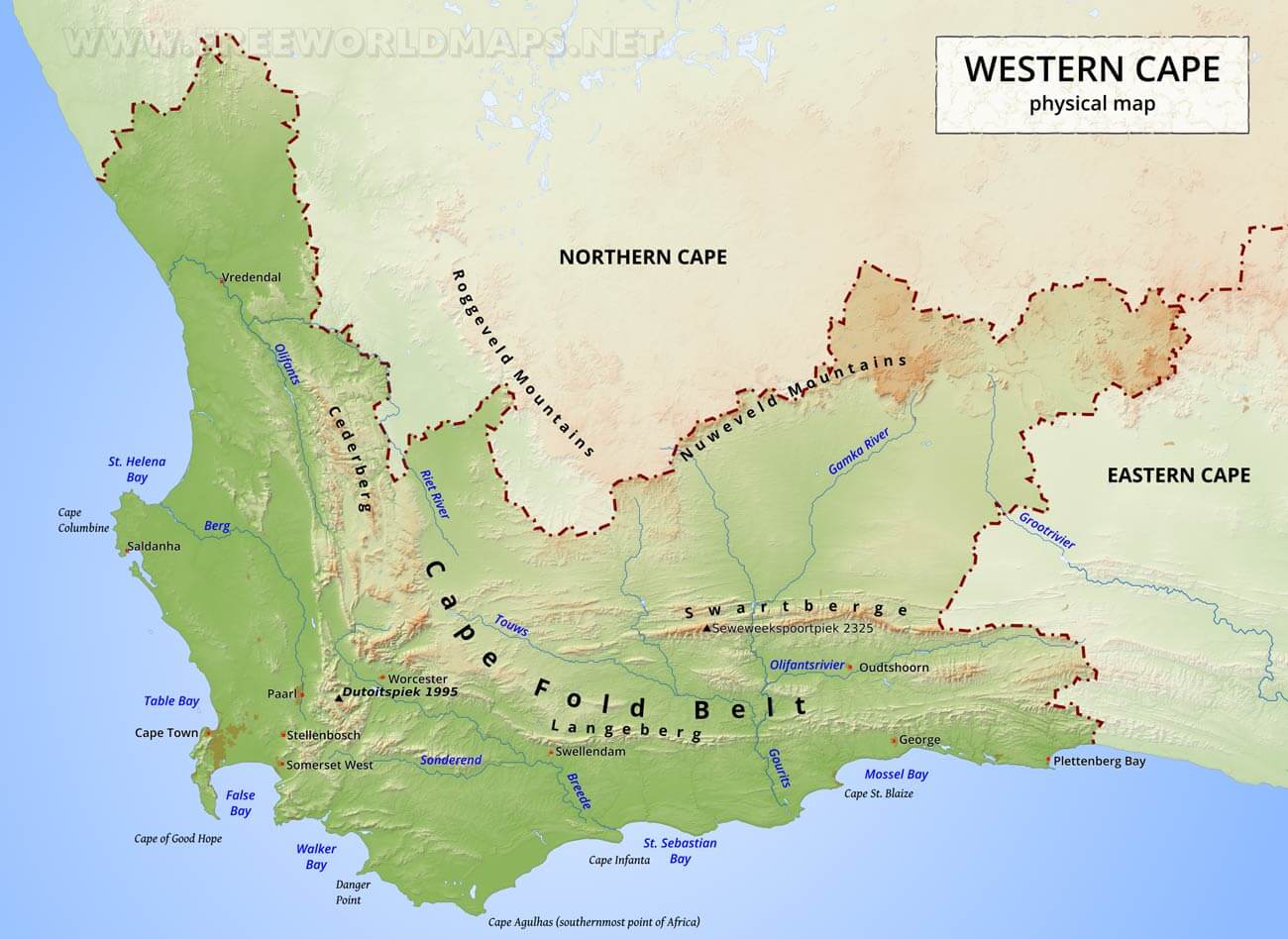 Western Cape Map South Africa