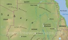 Physical map of Sudan Physical map of Sudan