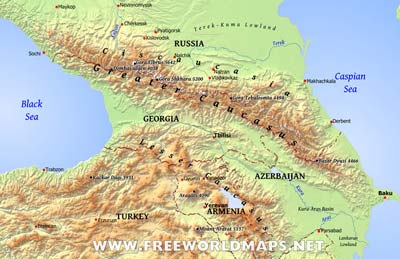 Caucasus mountains geographical features