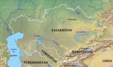 Physical map of Central Asia