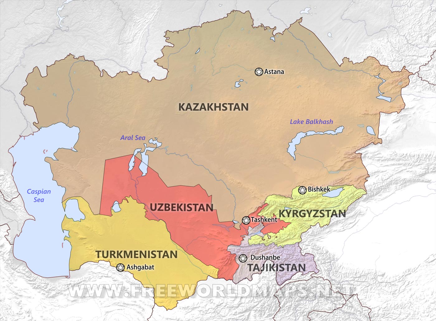 Central Asia By Freeworldmaps Net