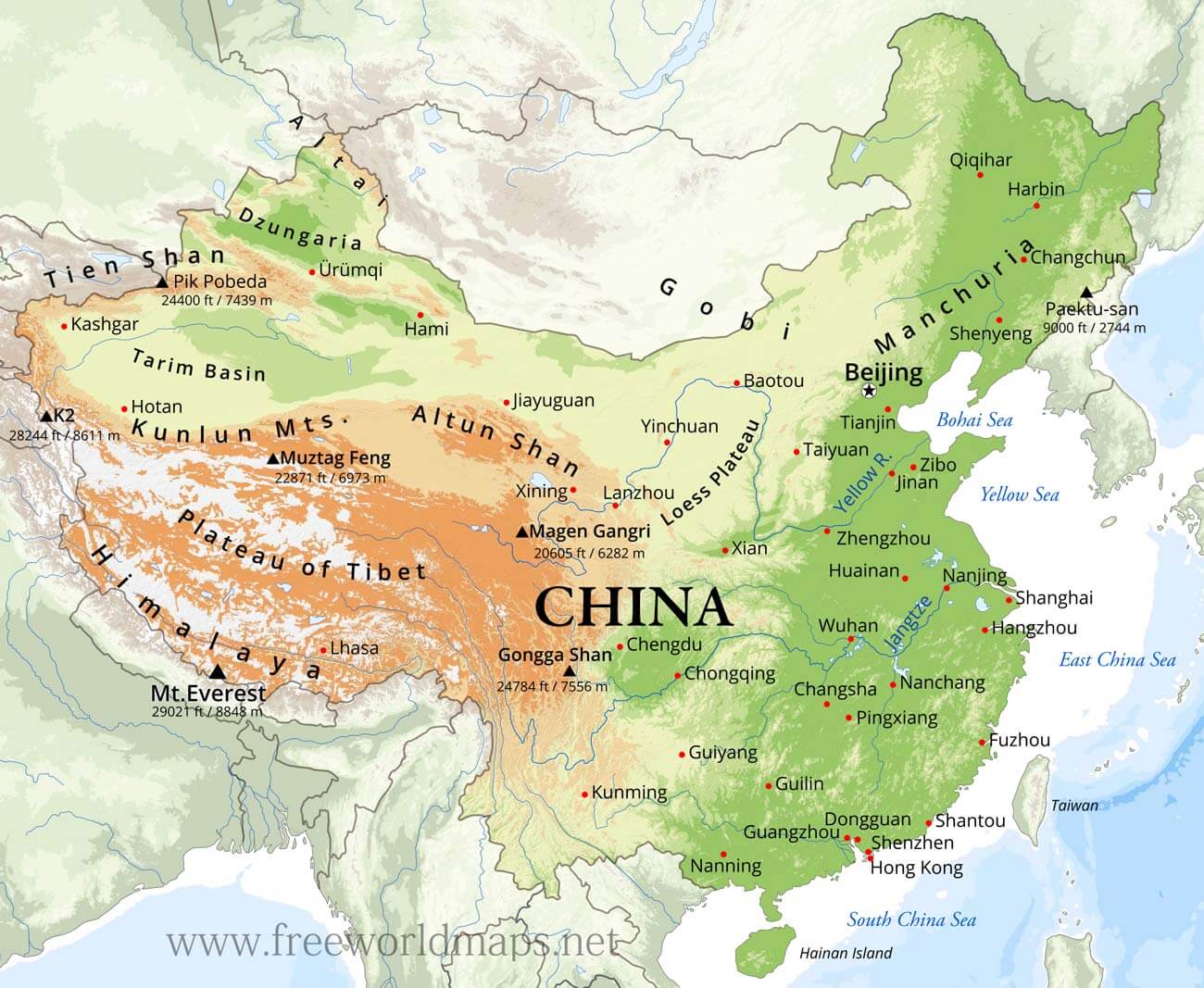 China Physical Map