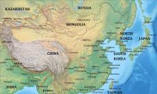 Physical map of East Asia