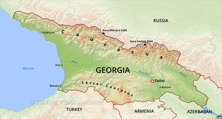 Georgia Physical Map