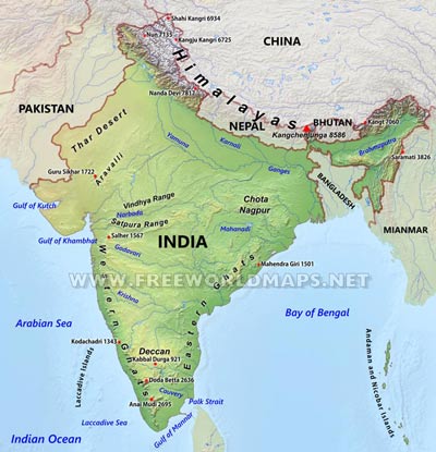 India physical map