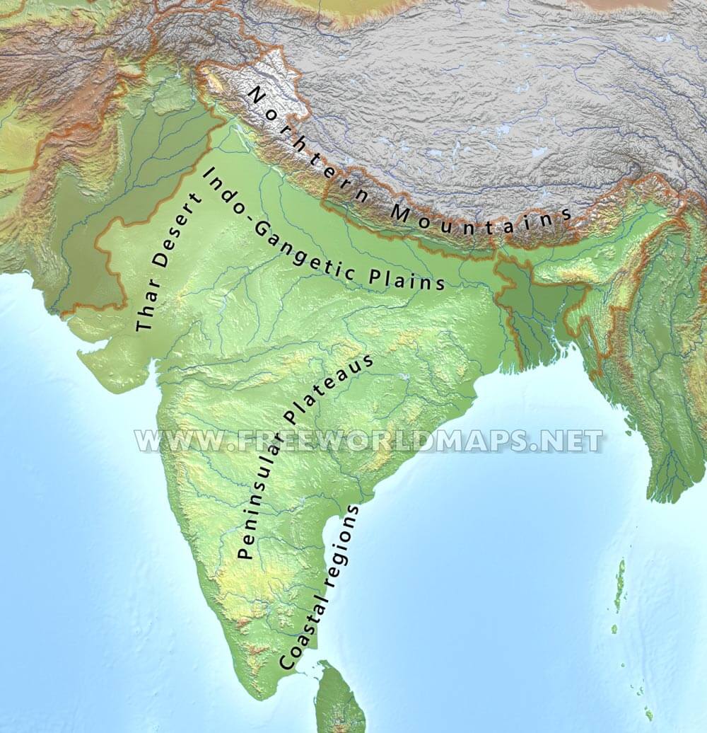 Geographical Map Of India India Physical Map