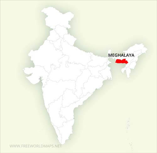 Meghalaya location on India map