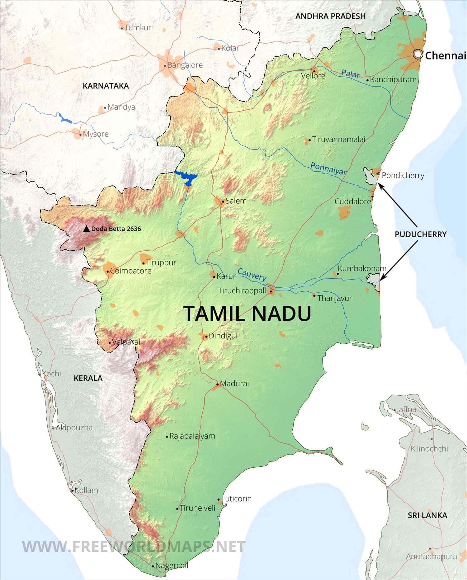 Political Map Of Tamil Nadu