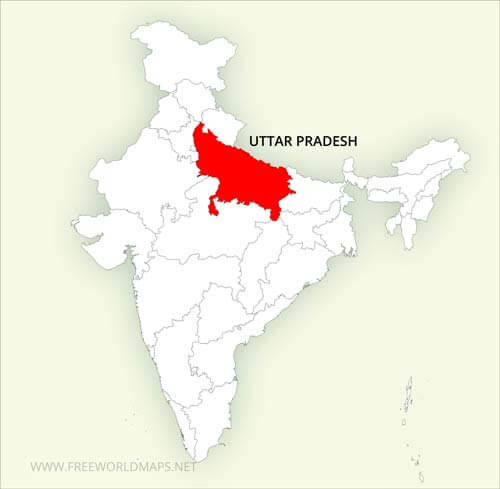 Uttar Pradesh location on India map