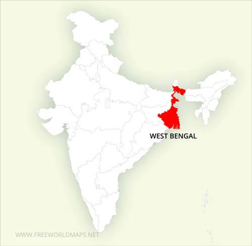 West Bengal location on India map