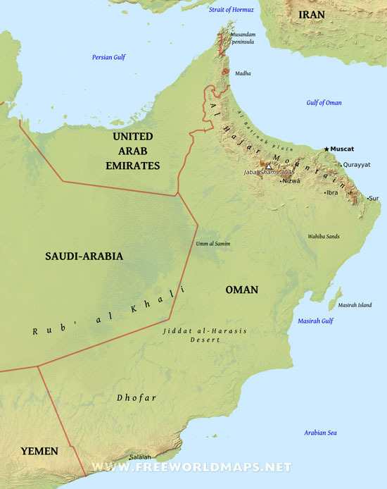 Oman Physical Map