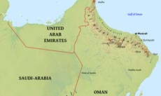 Physical map of Oman Physical map of Oman