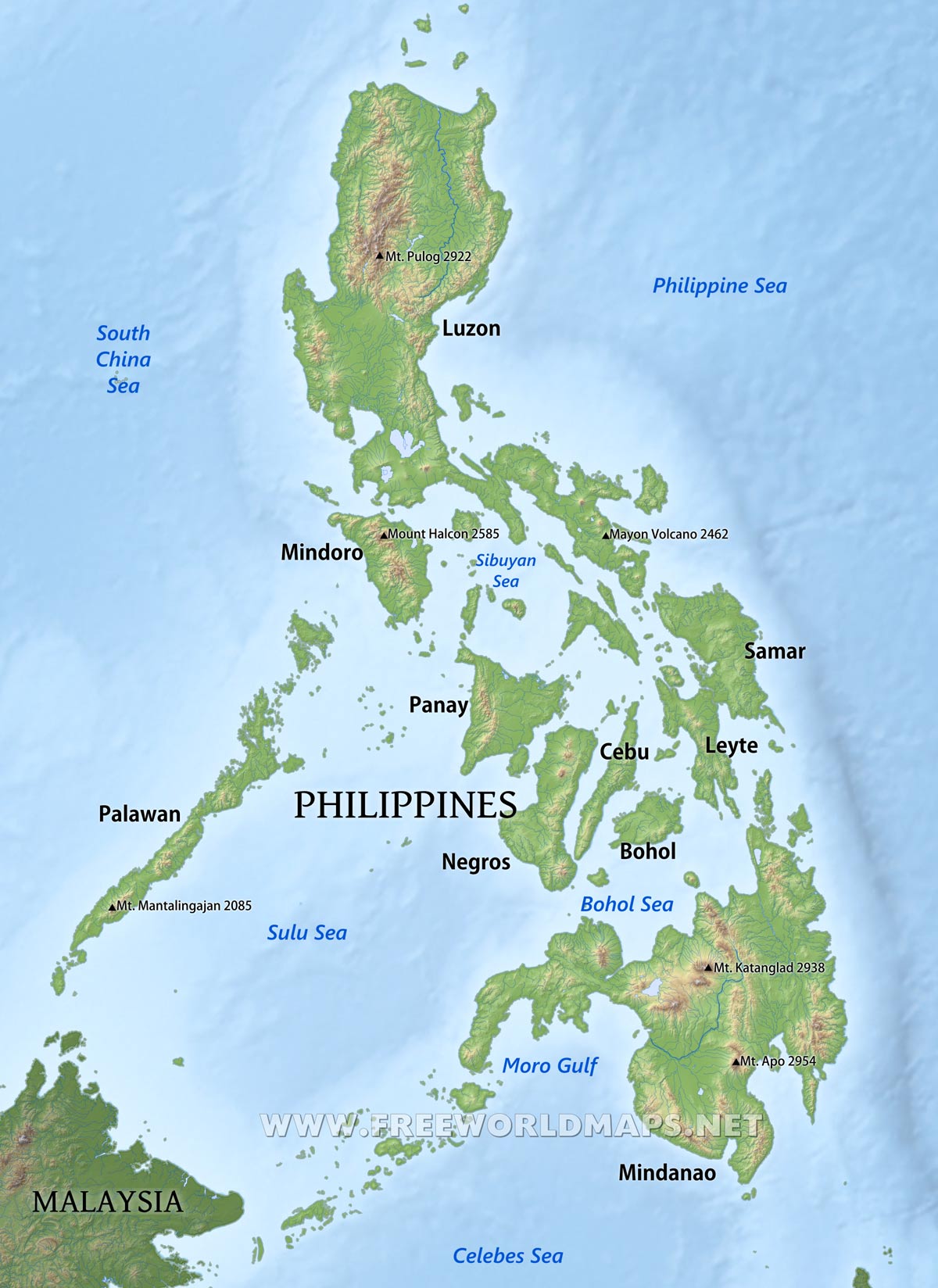 Labeled Physical Map Of The Philippines Best Map Collection | CLOUD HOT ...