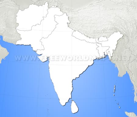 South Asia blank map HD