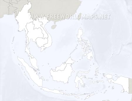 SouthEast Asia blank map HD